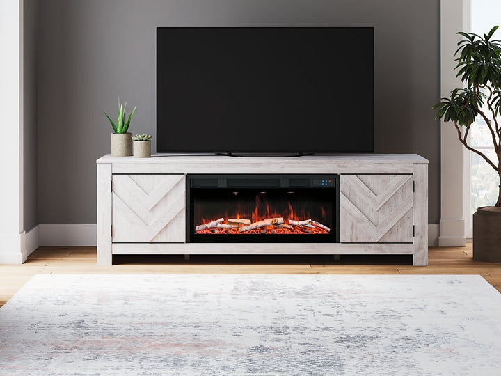 Soporte de TV Cayboni de 71" con chimenea eléctrica