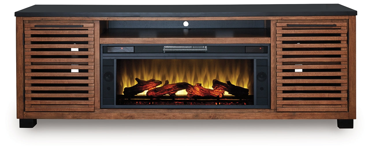 Soporte de TV Kallari de 84" con chimenea eléctrica