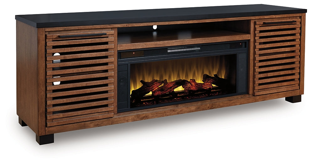 Soporte de TV Kallari de 84" con chimenea eléctrica
