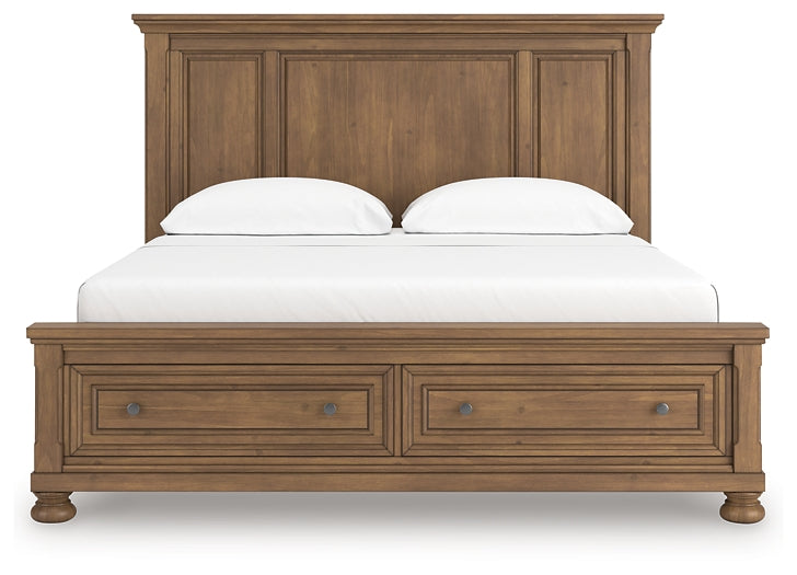 Cama con almacenamiento Feddinger California King con panel