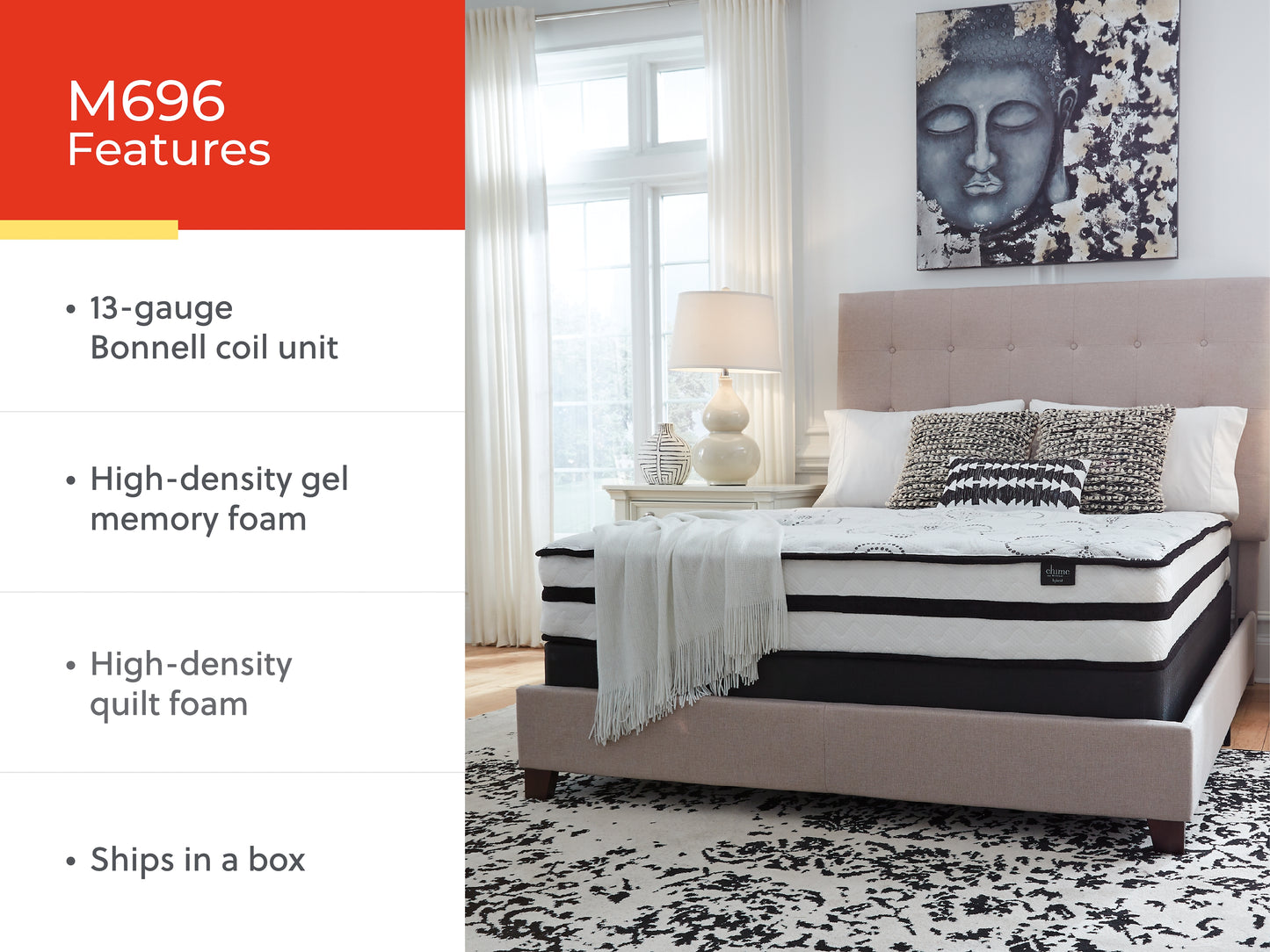 Colchón y almohada Chime híbridos de 10 pulgadas tamaño queen