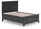 Cama con almacenamiento y panel completo Lanolee