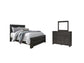 Cama Brinxton Queen con cabecero y tocador con espejo