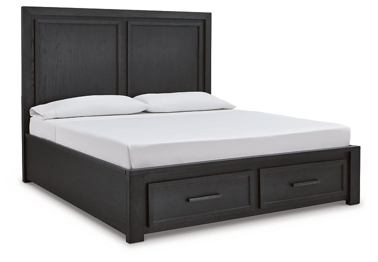 Cama Foyland King con cabecero y tocador con espejo