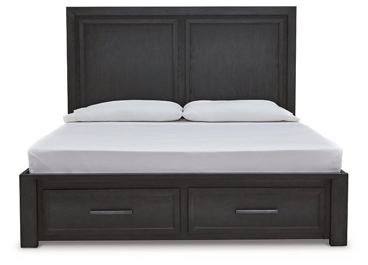 Cama Foyland King con cabecero y tocador con espejo