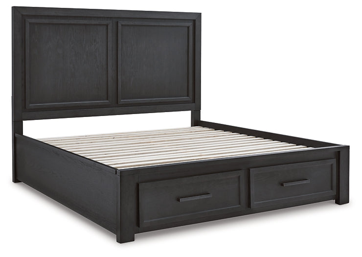 Cama Foyland King con cabecero y tocador con espejo