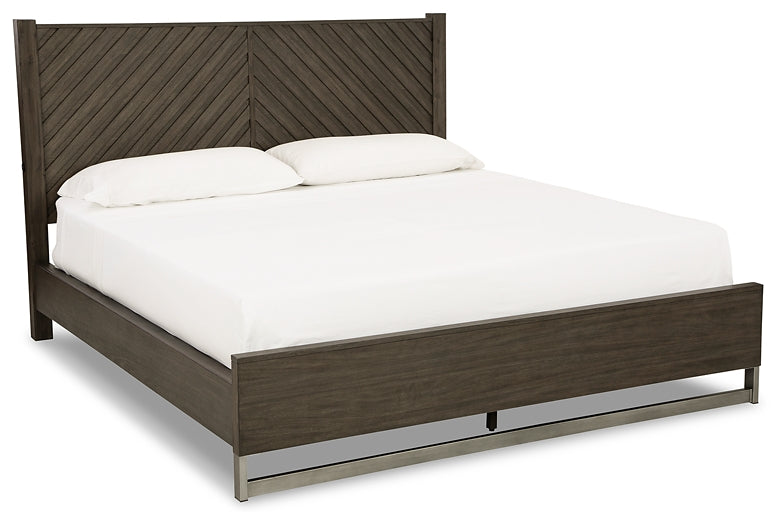 Cama Arkenton California King con cabecero, tocador con espejo, cómoda y mesita de noche
