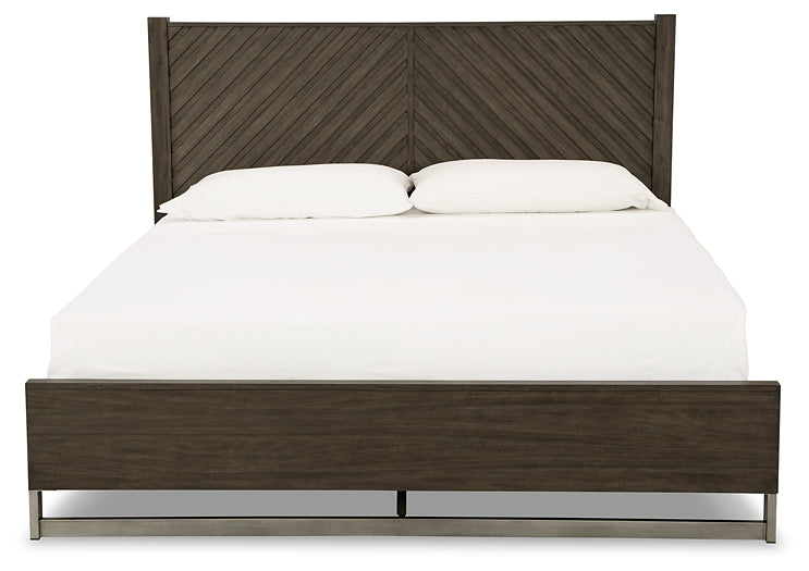 Cama Arkenton California King con cabecero, tocador con espejo, cómoda y mesita de noche