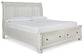 Cama Robbinsdale King estilo trineo con almacenaje, tocador con espejo, cómoda y mesita de noche