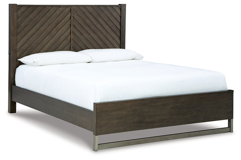 Cama Arkenton Queen con cabecero y tocador con espejo