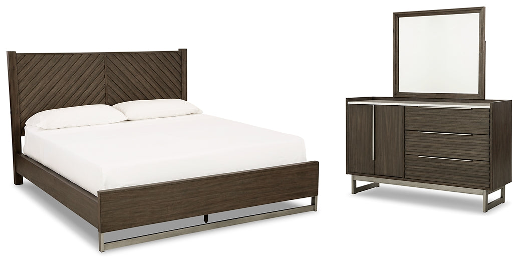 Cama Arkenton Queen con cabecero y tocador con espejo