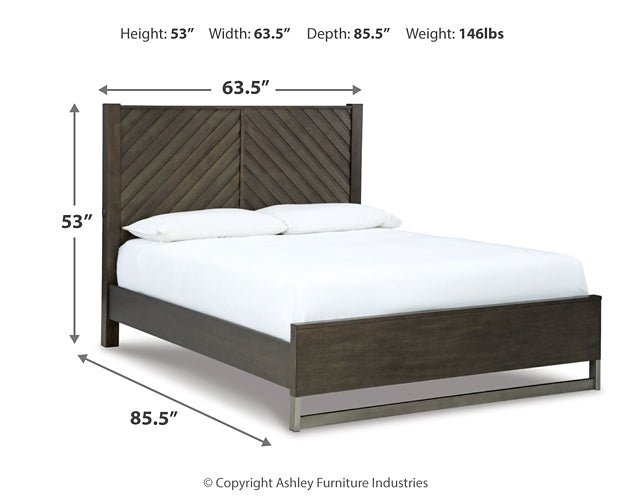 Cama Arkenton Queen con cabecero y tocador con espejo