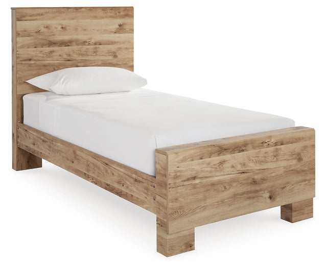 Cama doble Hyanna con tocador con espejo, cómoda y mesita de noche