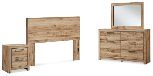 Cabecero Hyanna Queen con tocador y mesita de noche con espejo