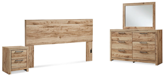 Cabecero Hyanna King con tocador y mesita de noche con espejo