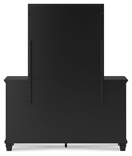 Cama doble Lanolee con tocador con espejo