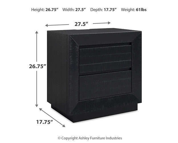 Londer Queen Panel Bed with Mirrored Dresser and Nightstand