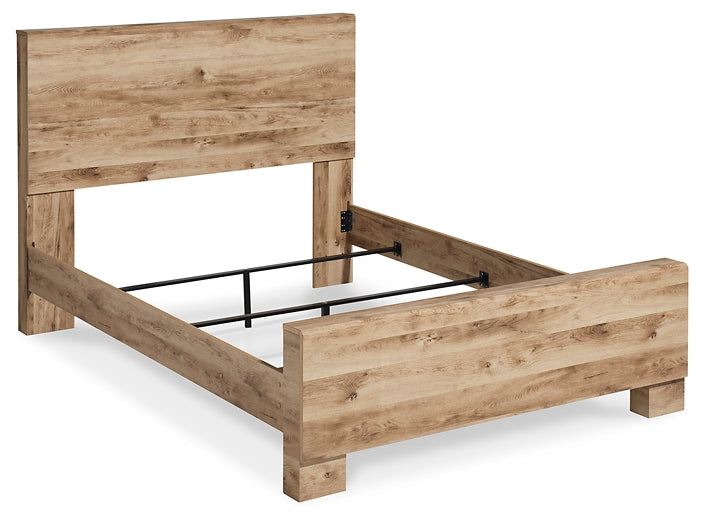 Cama Hyanna King con cabecero, tocador con espejo y mesita de noche