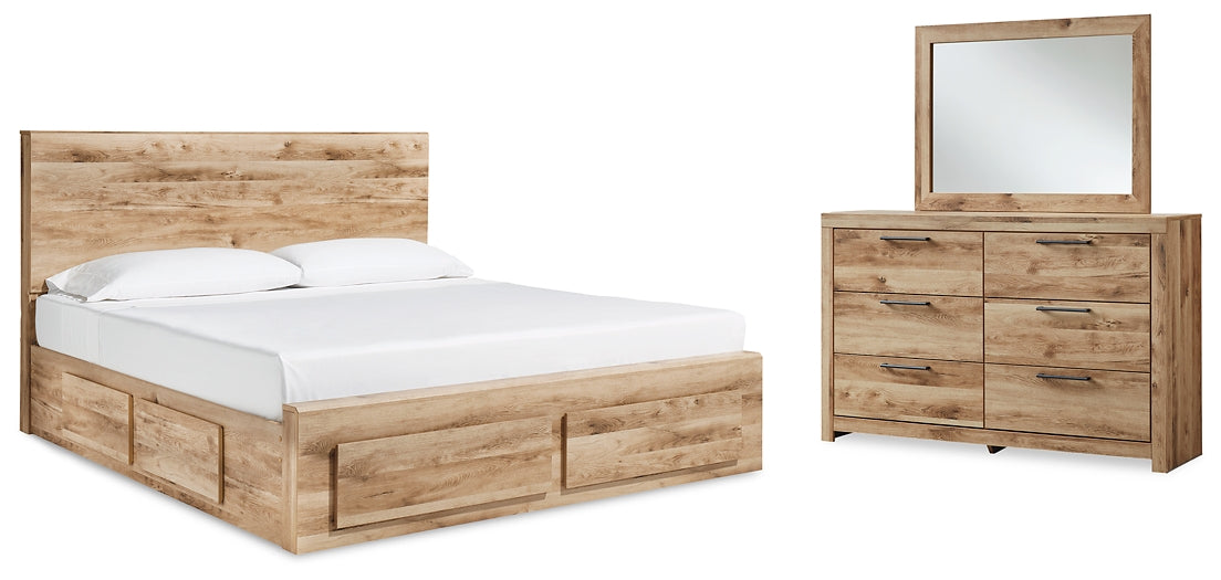 Cama Hyanna King con almacenamiento y tocador con espejo