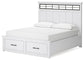 Cama Ashbryn California King con panel de almacenamiento y tocador con espejo