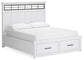 Cama Ashbryn California King con panel de almacenamiento y tocador con espejo