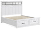 Cama Ashbryn California King con panel de almacenamiento y tocador con espejo