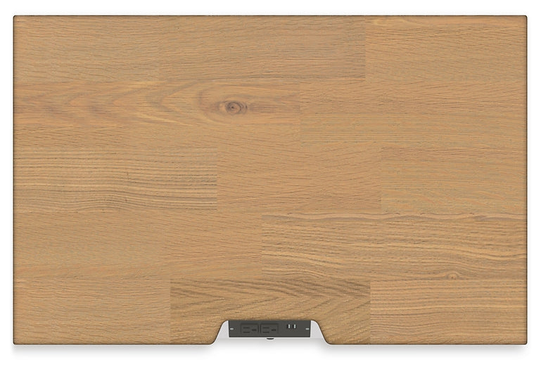 Cama Ashbryn King con cabecero, tocador con espejo y mesita de noche, con almacenamiento y cómoda.