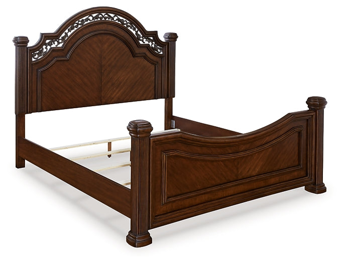 Lavinton King Poster Bed with Mirrored Dresser, Chest and Nightstand