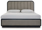 Cama tapizada Rowanbeck tamaño King con tocador con espejo