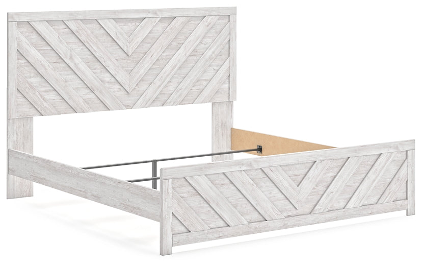 Cama Cayboni tamaño King con cabecero, tocador con espejo y mesita de noche