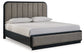 Cama Rowanbeck King tapizada con cabecero, tocador con espejo y mesita de noche