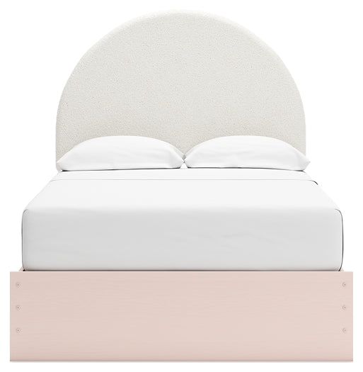 Cama tapizada de madera de pino Wisten con tocador con espejo