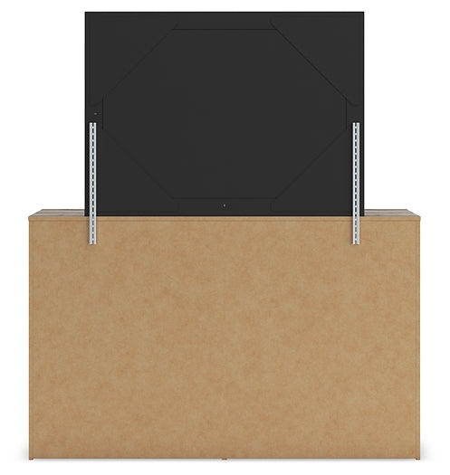 Graystorm Twin Panel Bed with Storage with Mirrored Dresser