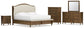 Sturlayne King Upholstered Panel Bed with Mirrored Dresser, Chest and Nightstand