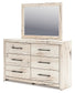 Lawroy Twin Panel Headboard with Mirrored Dresser, Chest and Nightstand