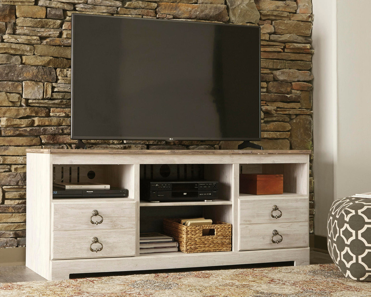 Soporte de TV Willowton LG con opción de chimenea