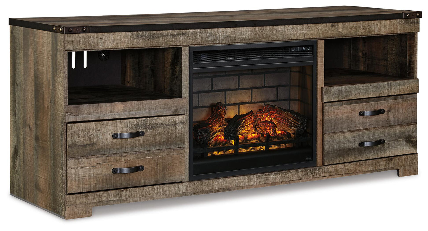 Soporte de TV Trinell de 63" con chimenea eléctrica