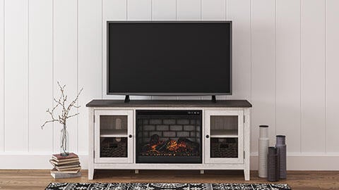 Soporte de TV Dorrinson de 60" con chimenea eléctrica