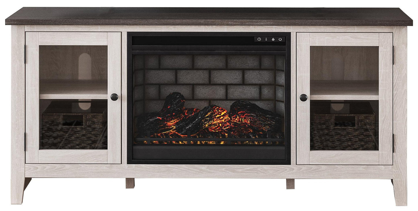 Soporte de TV Dorrinson de 60" con chimenea eléctrica