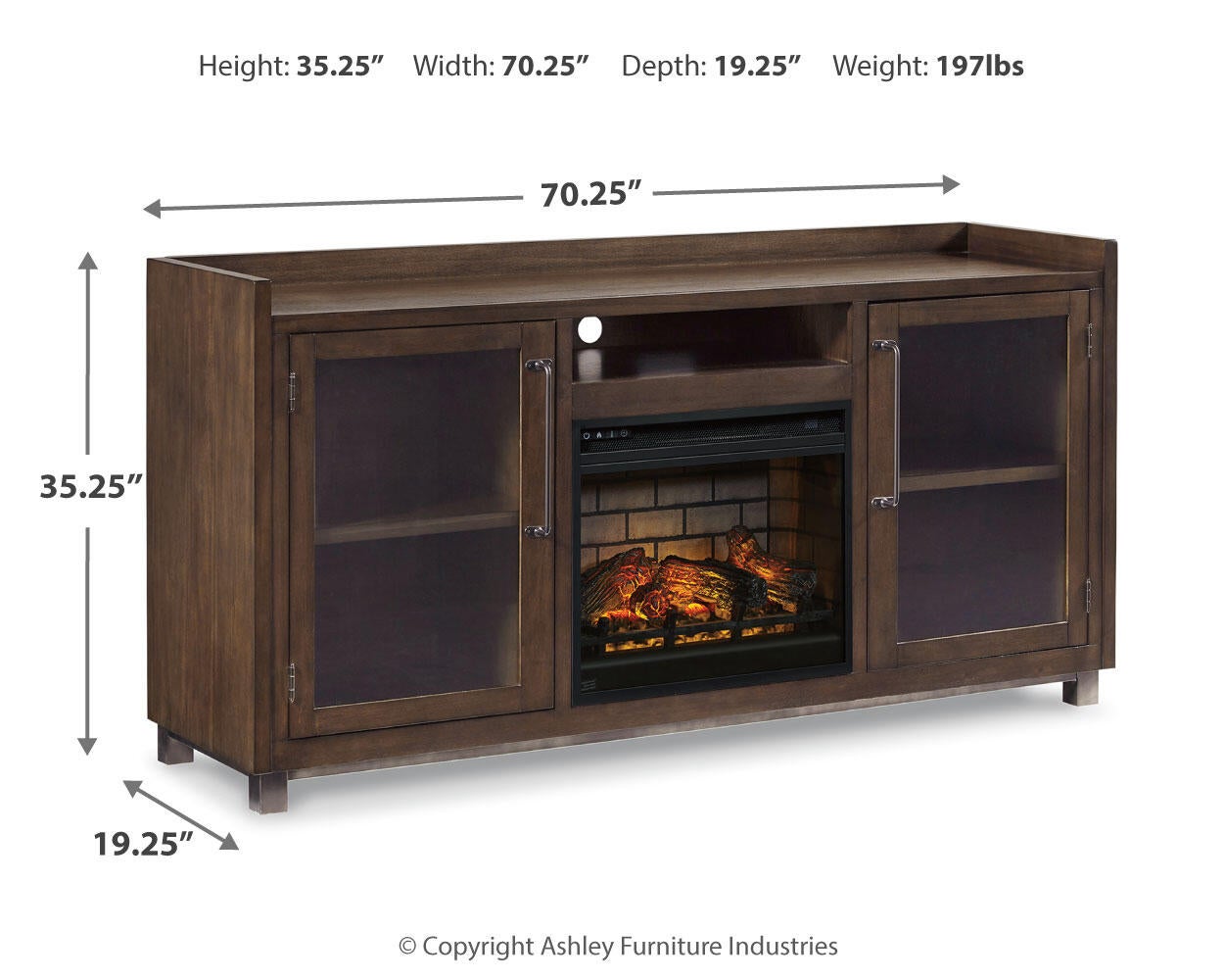 Soporte para TV Starmore de 70" con chimenea eléctrica
