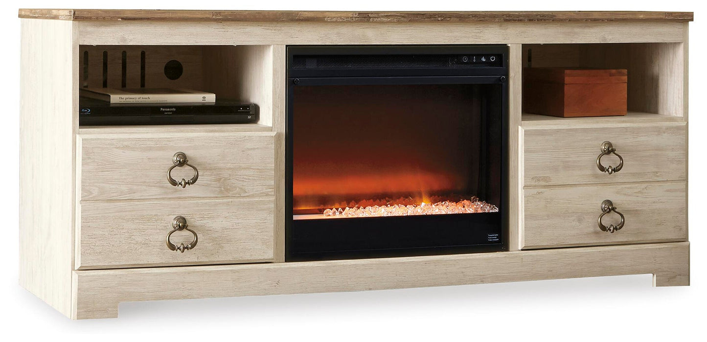 Soporte para TV Willowton de 64" con chimenea eléctrica