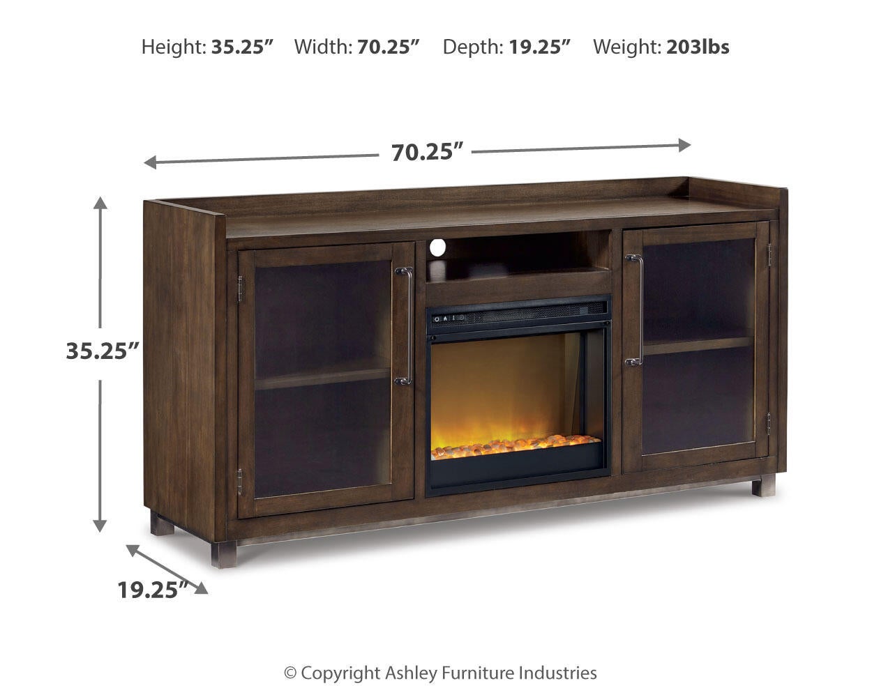 Soporte para TV Starmore de 70" con chimenea eléctrica