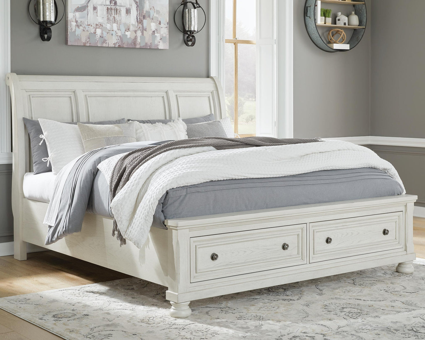 Cama Robbinsdale tipo trineo con almacenamiento