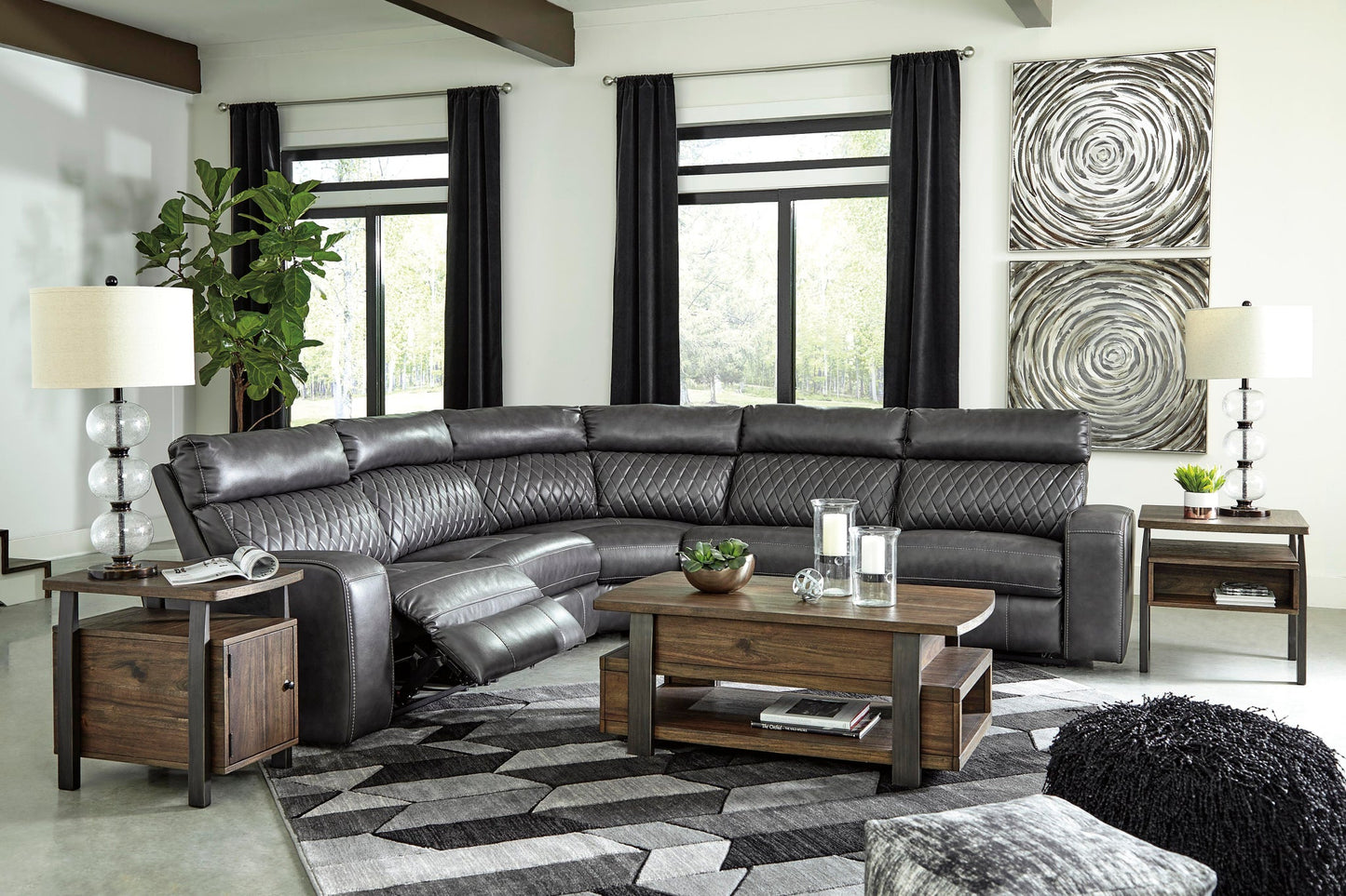 Sofá seccional reclinable eléctrico de 5 piezas Samperstone
