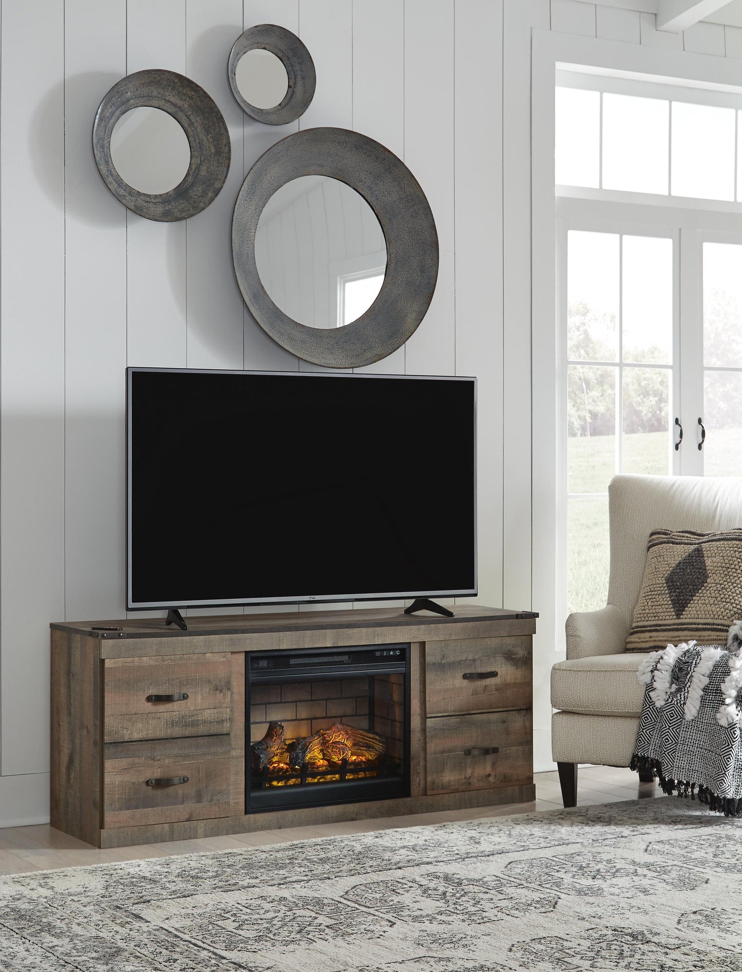 Soporte de TV Trinell con chimenea eléctrica
