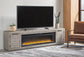 Soporte de TV Naydell de 92" con chimenea eléctrica