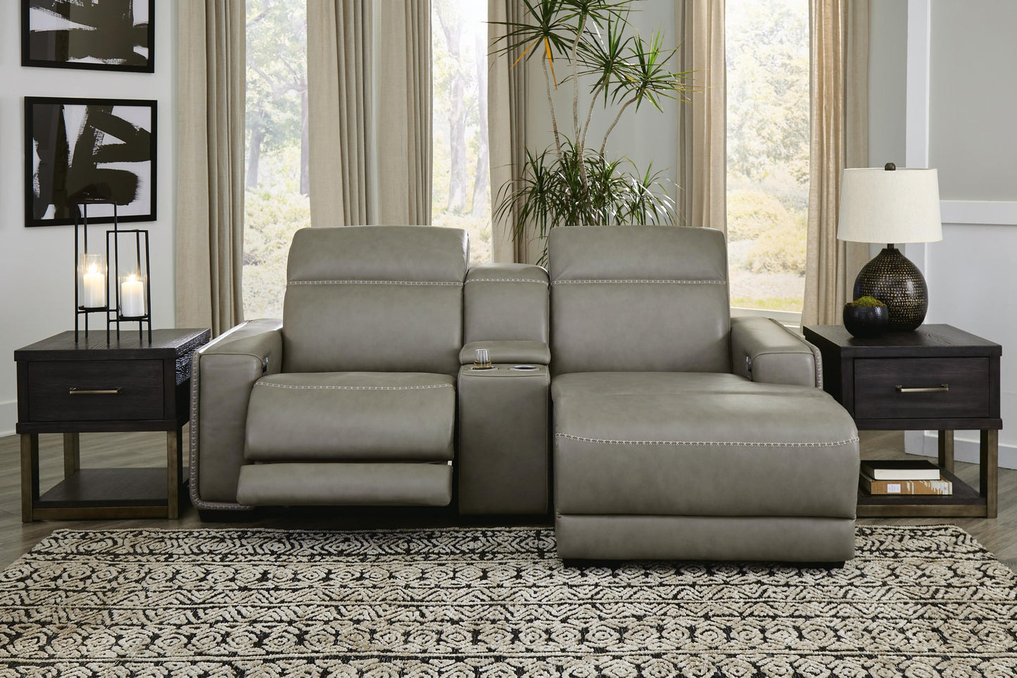 Sofá seccional reclinable eléctrico de 3 piezas Correze con chaise longue