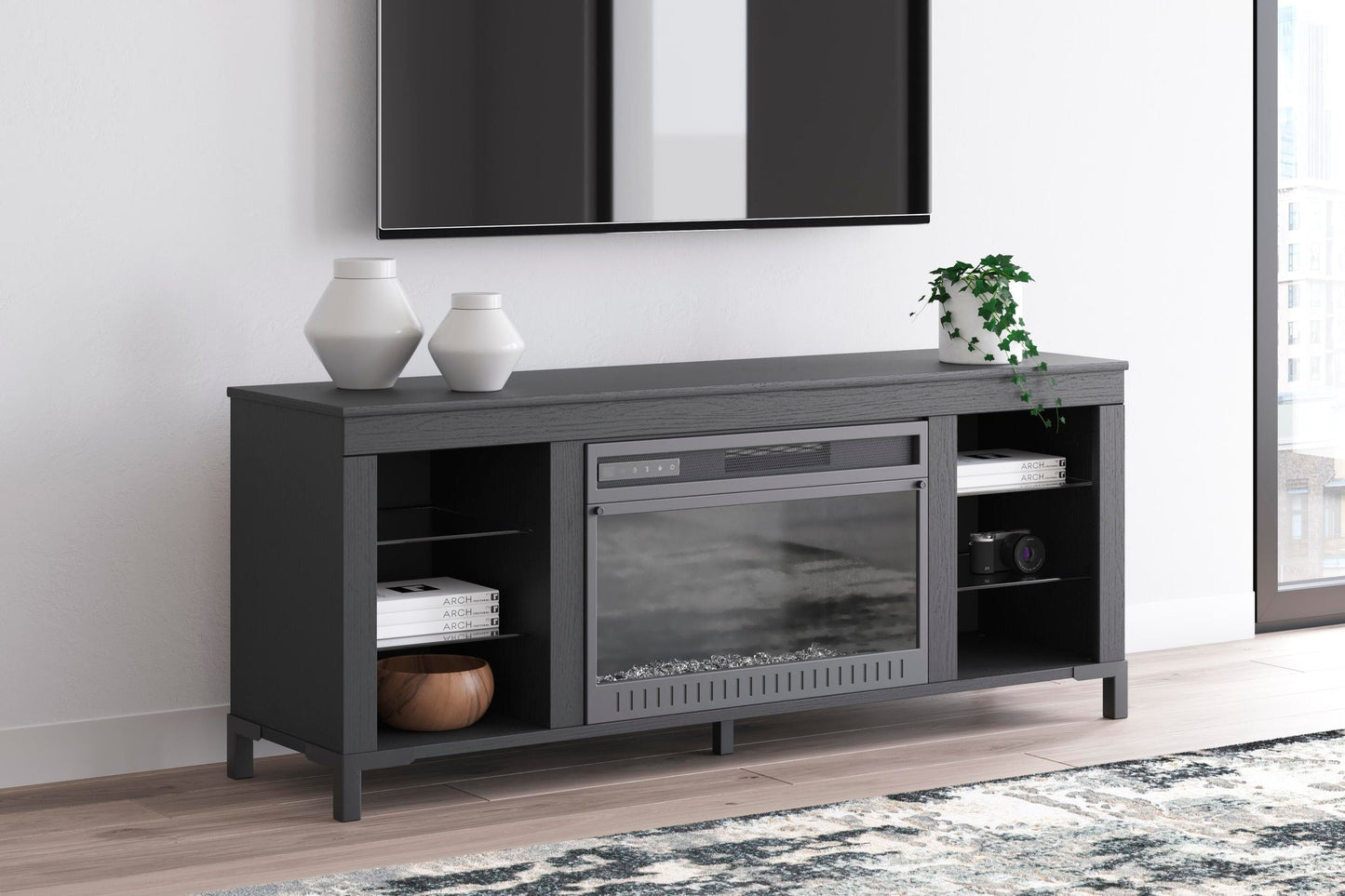 Soporte de TV Cayberry con chimenea