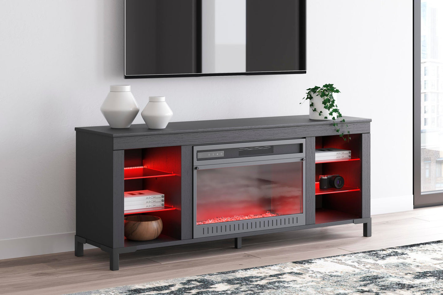 Soporte de TV Cayberry con chimenea