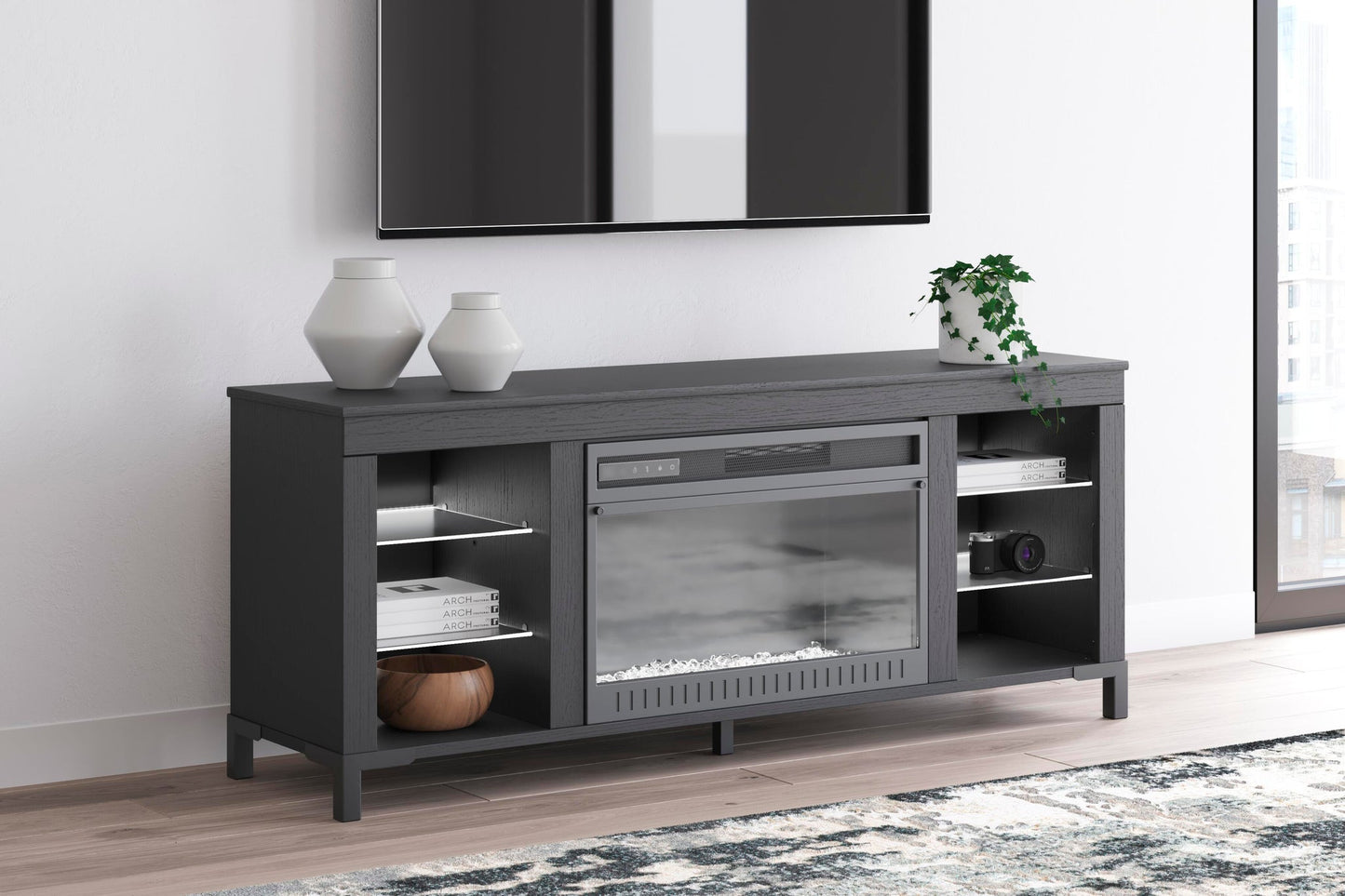 Soporte de TV Cayberry con chimenea